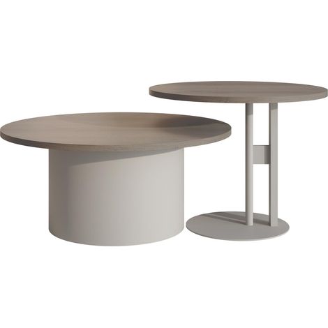 Conjunto mesa de centro Oswego 160, Roble, 33x0x0cm, Diámetro: 75, Aglomerado laminado, Redonda