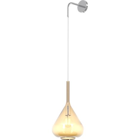 Applique Contemporanea Kona Metallo Cromo Vetro Ambra 1 Luce E27 (1/3)