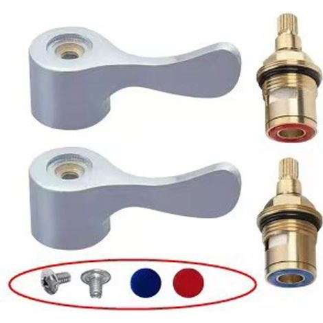 Set di 4 testine per rubinetto in ceramica – cartuccia 1/2 G1/2 – 20 tacche – leva in metallo per rubinetti acqua calda e fredda (1/5)