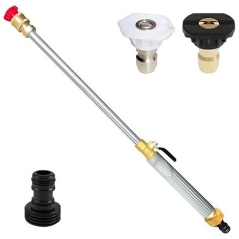 Hochdruckreinigerschlauch – Verstellbare Spritzpistole, Schlauchverlängerung mit 3 Düsen, für Garten, Autowäsche, Fenster, Terrasse, Außenreinigung, grau (1/5)