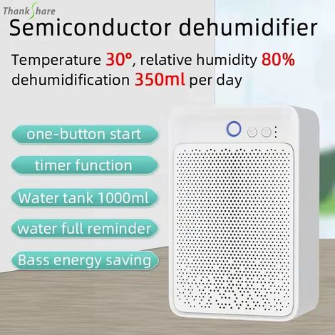Déshumidificateur domestique de 900 ml, absorbe l'humidité et prévient la formation de moisissures, convient aux chambres, aux armoires, aux sous-sols, etc., fonctionnement silencieux. (1/5)