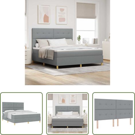 Lit moderne -  Lit à ressorts avec matelas Gris clair 180 x 200 cm tissu (1/5)