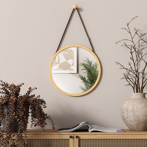 Spiegel  Mirno, Bambus, 38 x 38 cm mit verstellbarem Gurt, Vicco