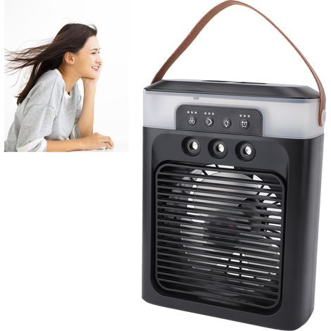 USB-Tischventilator mit Nebelfunktion, 400-ml-Tank und Aromatherapie-Funktion, schwarzes ABS-Gehäuse, kompakt und tragbar, Luftbefeuchter und Luftkühler für Zuhause und Büro (1/5)