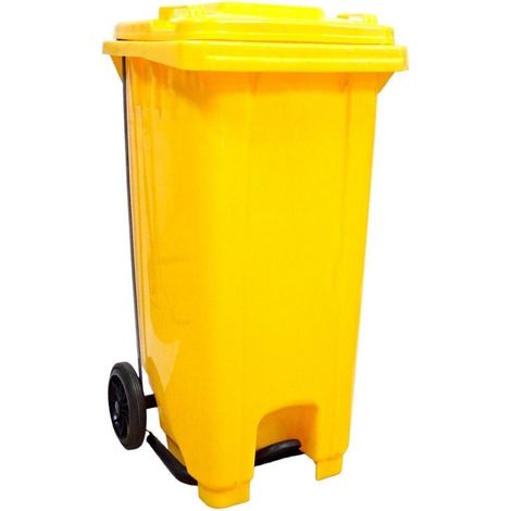 Contenedor de basura 120L - Con pedal - Amarillo