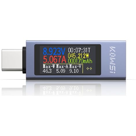 Testeur USB C Meter de Courant et de Tension 4-30V 0-12A, USB C Tester Multimètre Numérique USB Compteur Voltmètre Ampèremètre Capacité Alimentation Chargeur Détecteur (1/5)
