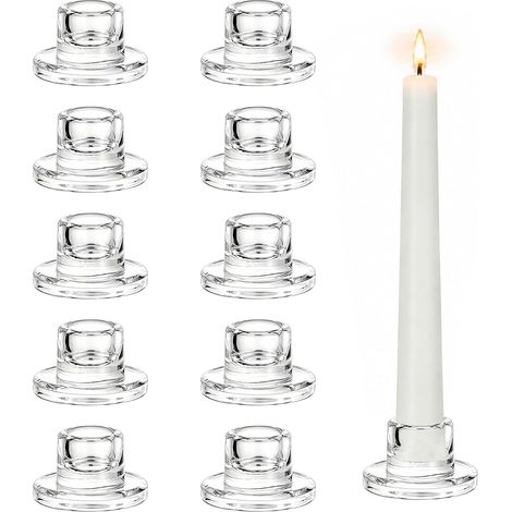 10 Pièces Bougeoir Verre Transparent, Chandelier Bougeoir Porte Bougie, Bougeoir Verre pour Stabkerzen, Décoration de Table pour Mariage, Bougeoirs pour Fête, Anniversaire et Accessoires de Maison (1/5)