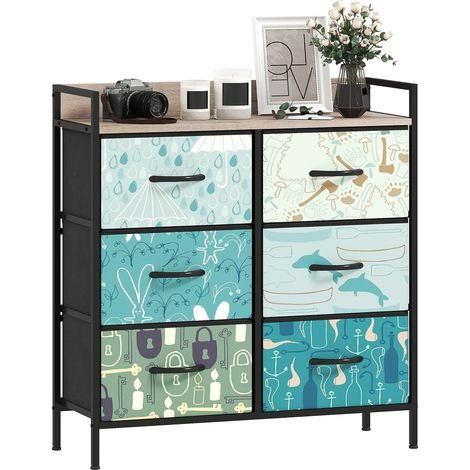 Stylish Blue 6-Drawer Storage Chest for Organized Living Spaces