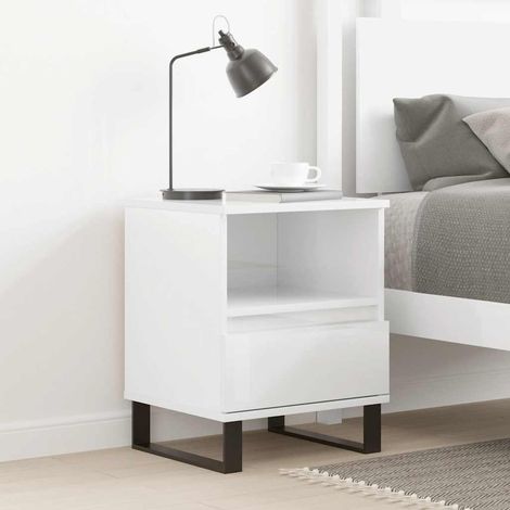 Table de chevet-Table de nuit Blanc brillant 40x35x50 cm Bois d’ingénierie 457380 (1/5)