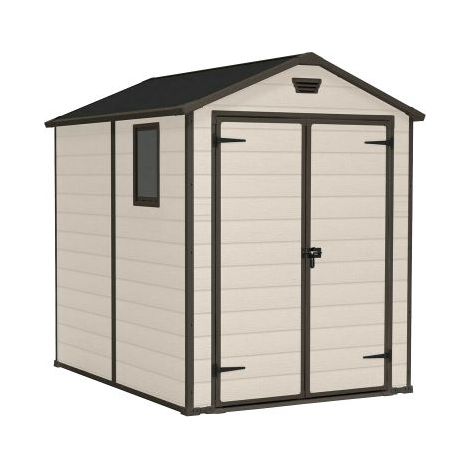 Casetta Keter da giardino in resina beige. Casette in