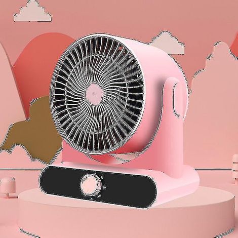 Batteriebetriebener Heizlüfter für Camping, ideal fürs Büro, mit 3 Heizstufen, Ventilatorfunktion, erweiterten Sicherheitsfunktionen und geeignet für ganze Räume (europäischer Standard) – rosa