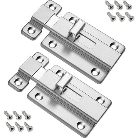 Pernos de puerta, 2 piezas de acero inoxidable, cerradura de seguridad con 12 tornillos para puertas empotradas, dormitorio, baño, inodoro