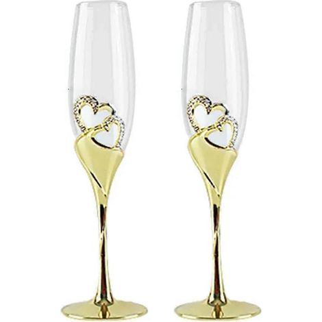 Verres à champagne en cristal européen pour mariages et fêtes, coupes dorées (1/5)