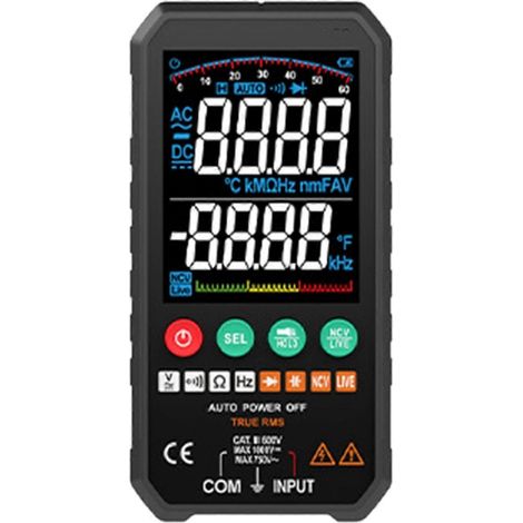 Intelligentes Multimeter mit Zählfunktion, Touchscreen-Voltmeter und Temperaturmessfunktion, LCD-Anzeige FY107C