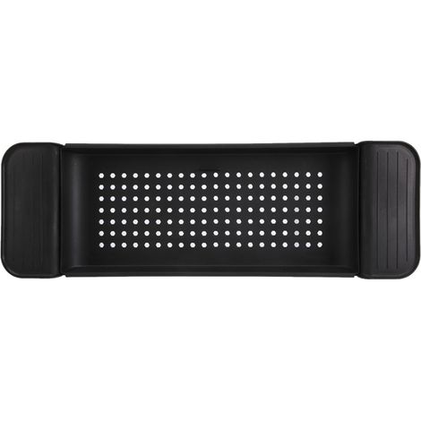 1 plateau de rangement de baignoire en plastique noir, support pour téléphone, étagère de baignoire extensible, baignoire en bois