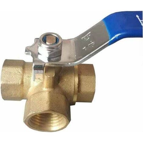 3-Wege-Ventil, 1/2-Zoll-Messing-Kugelhahn, Dreiwege-Messing-Kugelhahn-Adapteranschluss Macaron (1/4)