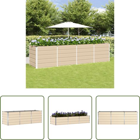 Garten - Pflanzkübel Elfenbein 240 x 80 x 75 cm Stahl (1/5)