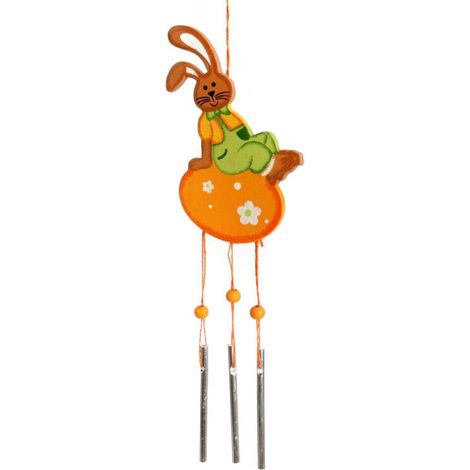 Ciondolo a forma di coniglio con campanellino, arancione, 24 cm (1/3)