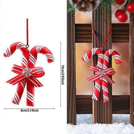 1 boule de Noël suspendue, rouge et blanche, en forme de canne à sucre, pour la maison, les fêtes et le sapin de Noël. Décorations pour Noël, Navidad et Nouvel An 2021. (1/5)