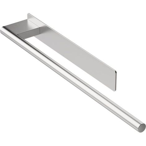 Porte-serviettes simple – Argenté – Acier inoxydable – Installation sans perçage – Finition brossée (1/5)