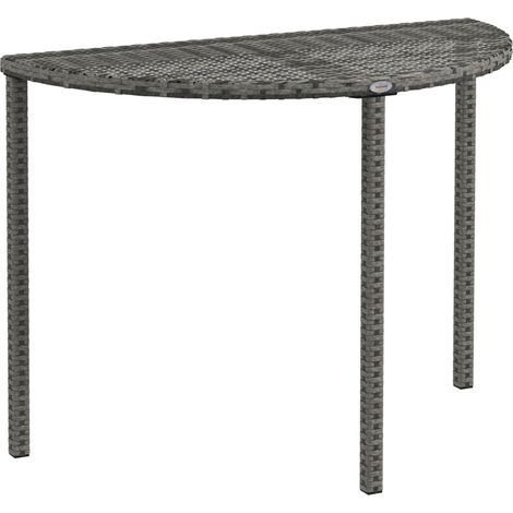 Halbrunder Balkontisch aus Polyrattan und Metall, 100 x 50 x 74 cm, grau, HOMVRA (1/5)