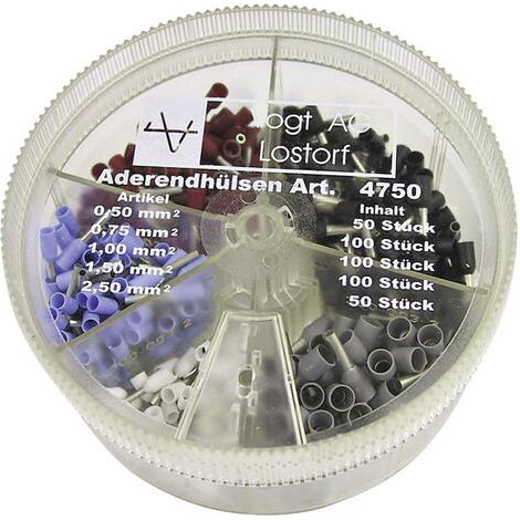 ASSORTIMENT D'EMBOUTS SIMPLES VOGT VERBINDUNGSTECHNIK 4750 0.5 MM² 2.5 MM² BLANC, BLEU CLAIR, ROUGE, NOIR, GRIS 400 PC(S (1/2)