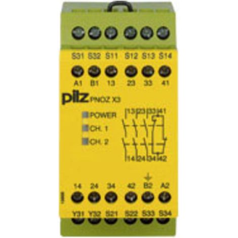 Relè di sicurezza PNOZ X3 24VAC 24VDC 3n/o 1n/c 1so PILZ Tensione di funzionamento: 24 V/DC 3 NA, 1 NC (L x A x P) 45 x (1/3)