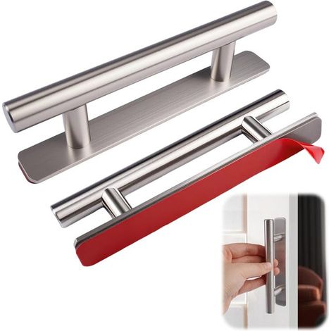 2 Pièces Poignée De Meuble Autocollante, 127X18Mm Poignee De Frigo Autocollants, Poignées De Porte Autocollantes Sans Perçage, Poignee Porte Cuisine (1/5)