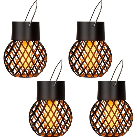 Juego de 4 luces solares colgantes para exteriores, impermeables, para jardín, patio, valla y árbol. (1/5)