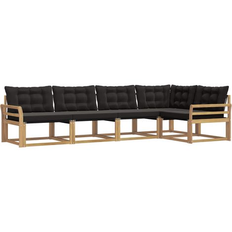 vidaXL Ensemble de canapés d'extérieur 5 pc Blanc et noir (1/5)