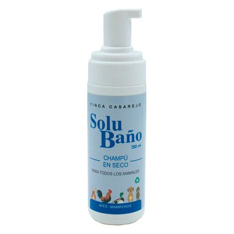 Champú en Seco para Mascotas 150 ml - Producto 100% Natural - SoluBaño No Requiere Aclarado - Cuida la Piel - Apto para mamíferos y Aves