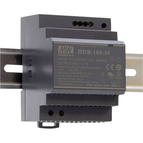 Mean Well HDR-100-48 Alimentatore per guida DIN 48 V/DC 1.92 A 92.2 W Num. uscite:1 x Contenuto 1 pz. (1/2)