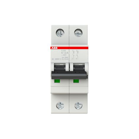 DISJONCTEUR S202 2P 1.6A COURBE K RACCORDEMENT A VIS - 10KA (2MODULES) 2CDS252001R0257 ABB 352278 (1/3)