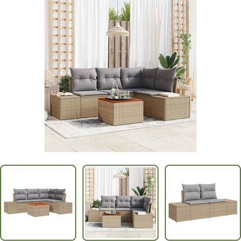 vidaXL Poly-Rattan - Gartensofa-set 5 pcs Beige und Hellgrau Poly-Rattan (1/5)