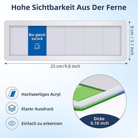 Office door sign with sliding function, "Bitte Nicht Stören, In Einem Meeting, Nicht im Büro, Komm Rein, Bitte Klopfen, Bin Gleich Zurück" (1/5)