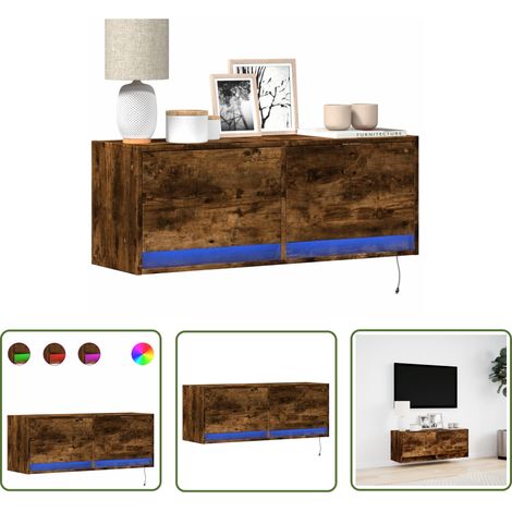vidaXL TV-Wandschrank mit LED-Beleuchtung Räuchereiche 100x31x35 cm (1/5)