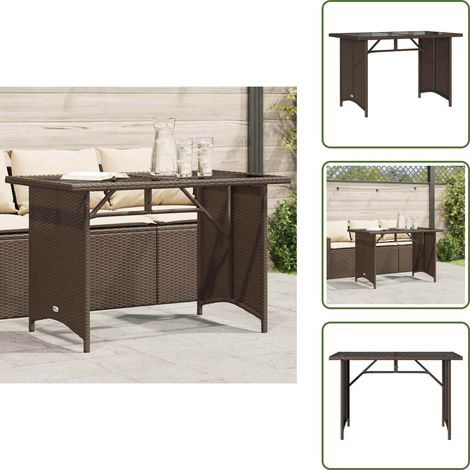 Acciaio verniciato - vidaXL Tavolo Giardino Piano in Vetro Marrone 110x68x70 cm Polyrattan - Piano in vetro