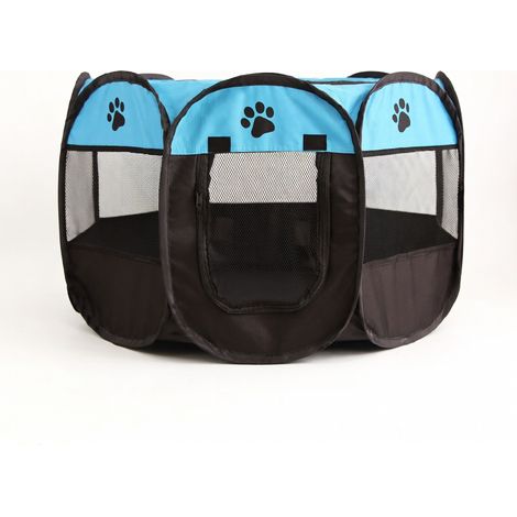 Cage de maternité pliable pour chat bleu 114 x 114 x 58 cm modèle 15