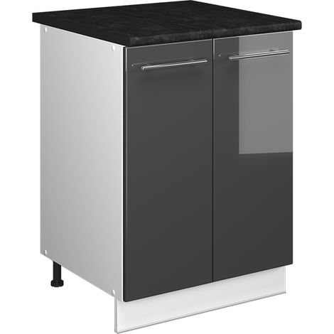 Spülenunterschrank Fame-Line, Anthrazit Hochglanz/Weiß, 60 cm, Vicco (1/5)
