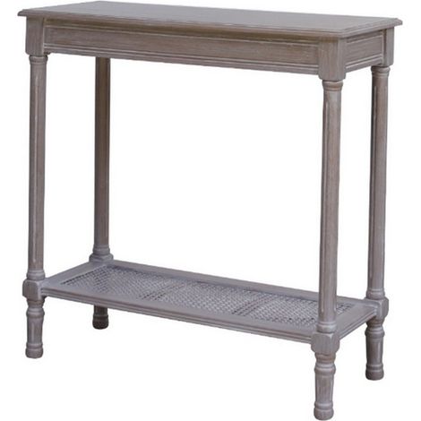 The Serene Rattan Collection Console Table - Wood - L35 x W80 x H80 cm - Grey