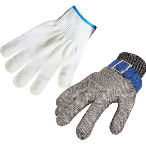 Gants résistants aux coupures Gants de boucher en acier inoxydable 316L Protection de niveau 5 Gant de travail XL(Un gant) (1/5)