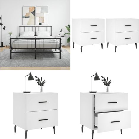 Tables de chevet 2 pcs blanc 40x35x47,5 cm bois d’ingénierie - Table De Chevet - Meuble De Chambre - Armoire De Chevet - Commode - Design Moderne - Home & Living