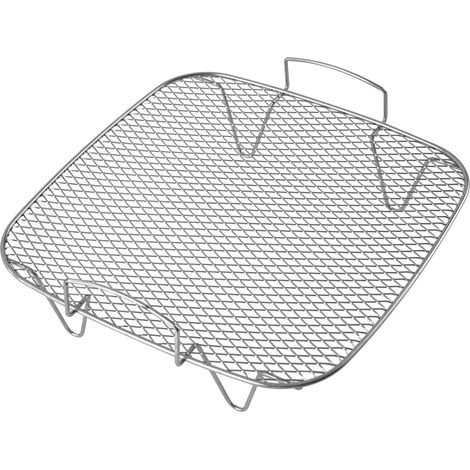 1-teilig – Air Fryer Grill – Edelstahl Quadratischer Air Fryer Grillrost Dampfgarer Rost – Silber (1/4)