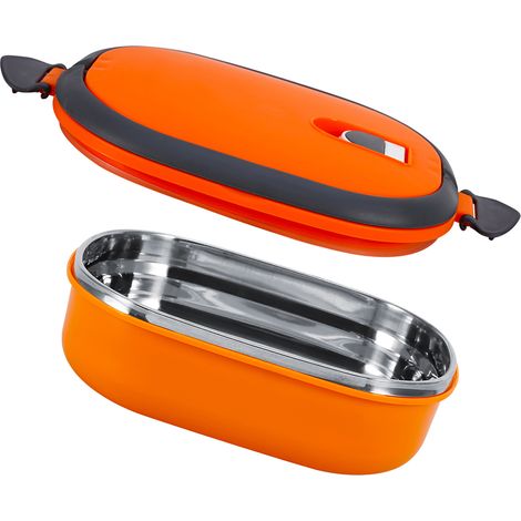 Boîte isotherme en acier inoxydable à 1 compartiment, orange, idéale pour le dîner, le repas ou le déjeuner. (1/5)