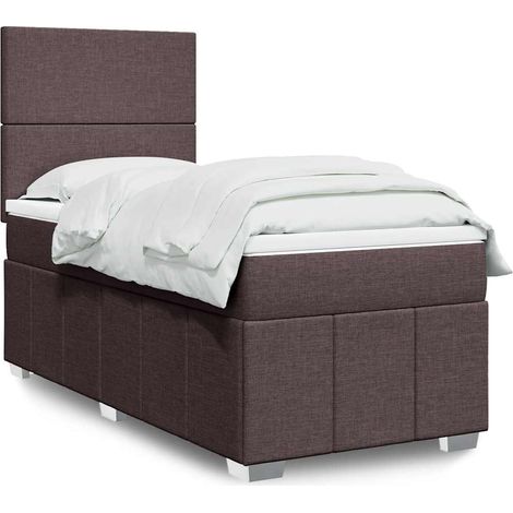 Boxspringbett mit Matratze Dunkelbraun 90x200 cm Stoff (1/5)