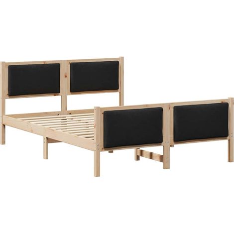 Lit double,Lit adulte,Cadre de lit avec tête de lit Noir 160 x 200 cm tissu CFW526527 (1/5)
