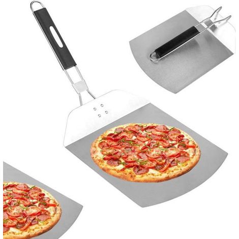 Cuillère à pizza pliable en inox, outil de cuisson ergonomique pour plaque à pizza et lève-tarte, ustensile de cuisine pratique et résistant (1/4)
