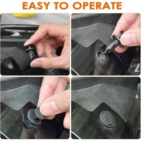100 clips de fijación para coche, 6 remaches de plástico de diferentes tamaños y 4 clips de esquina para molduras de coche, además de una herramienta para quitar los clips de fijación. Clips para pane (1/5)