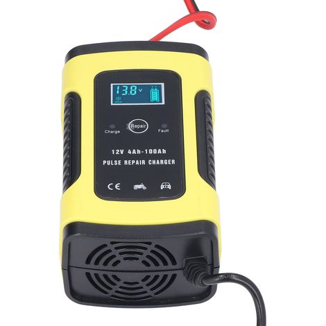 Autobatterieladegerät 12V 6A Leiser Lüfter Automatisches Autobatterieladegerät für 4Ah bis 100Ah LKWs Motorräder Dreiräder (1/5)