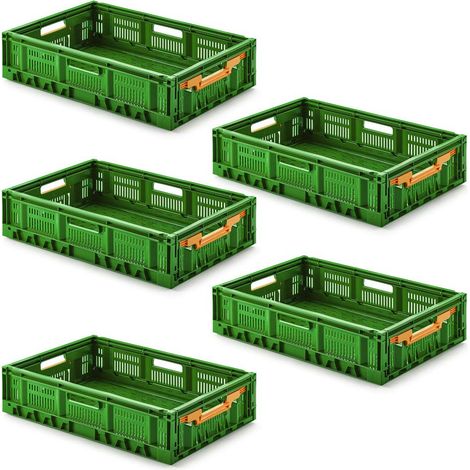 BRB Lot de 5 boîtes à légumes pliables Vert 600 x 400 x 170 mm 33,5 l